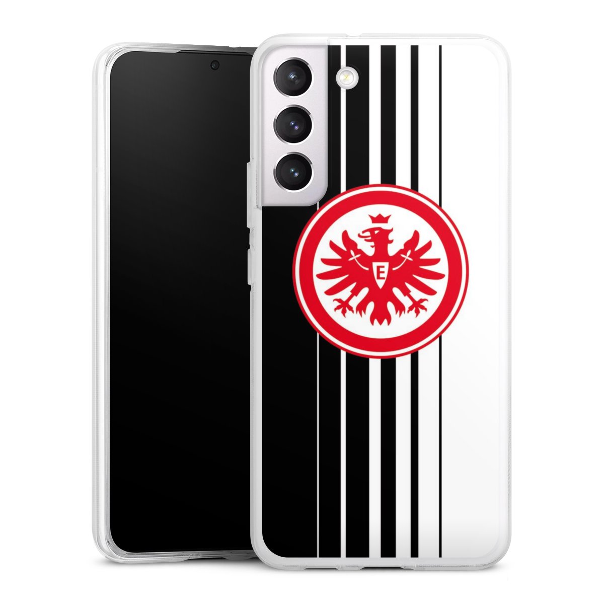 Galaxy S22+ Handy Silikon Hülle Case transparent Handyhülle Stripes Eintracht Frankfurt Official Licensed Product Silikon Case