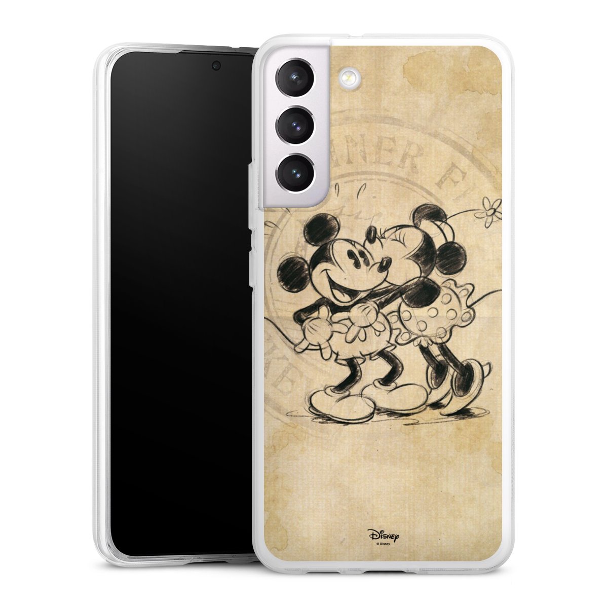 Galaxy S22+ Handy Silikon Hülle Case transparent Handyhülle Mickey Mouse Vintage Minnie Mouse Silikon Case