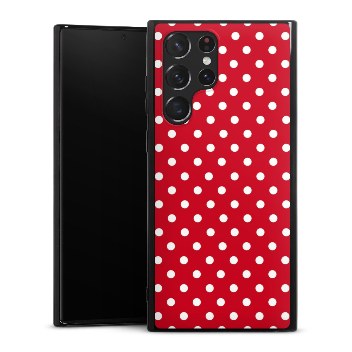 Galaxy S22 Ultra Handy Silikon Hülle Case schwarz Handyhülle Points Polka Dots Retro