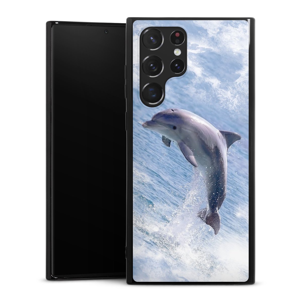 Galaxy S22 Ultra Handy Silikon Hülle Case schwarz Handyhülle Dolphin Ocean Wale