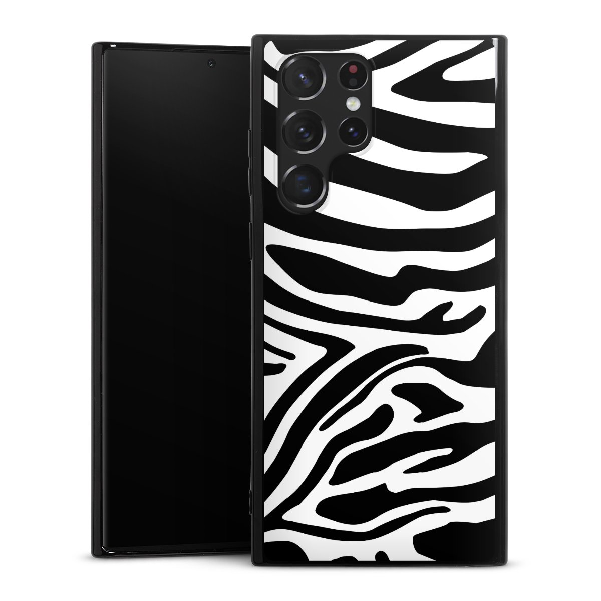 Galaxy S22 Ultra Handy Silikon Hülle Case schwarz Handyhülle Zebra Animal Look Animal Print