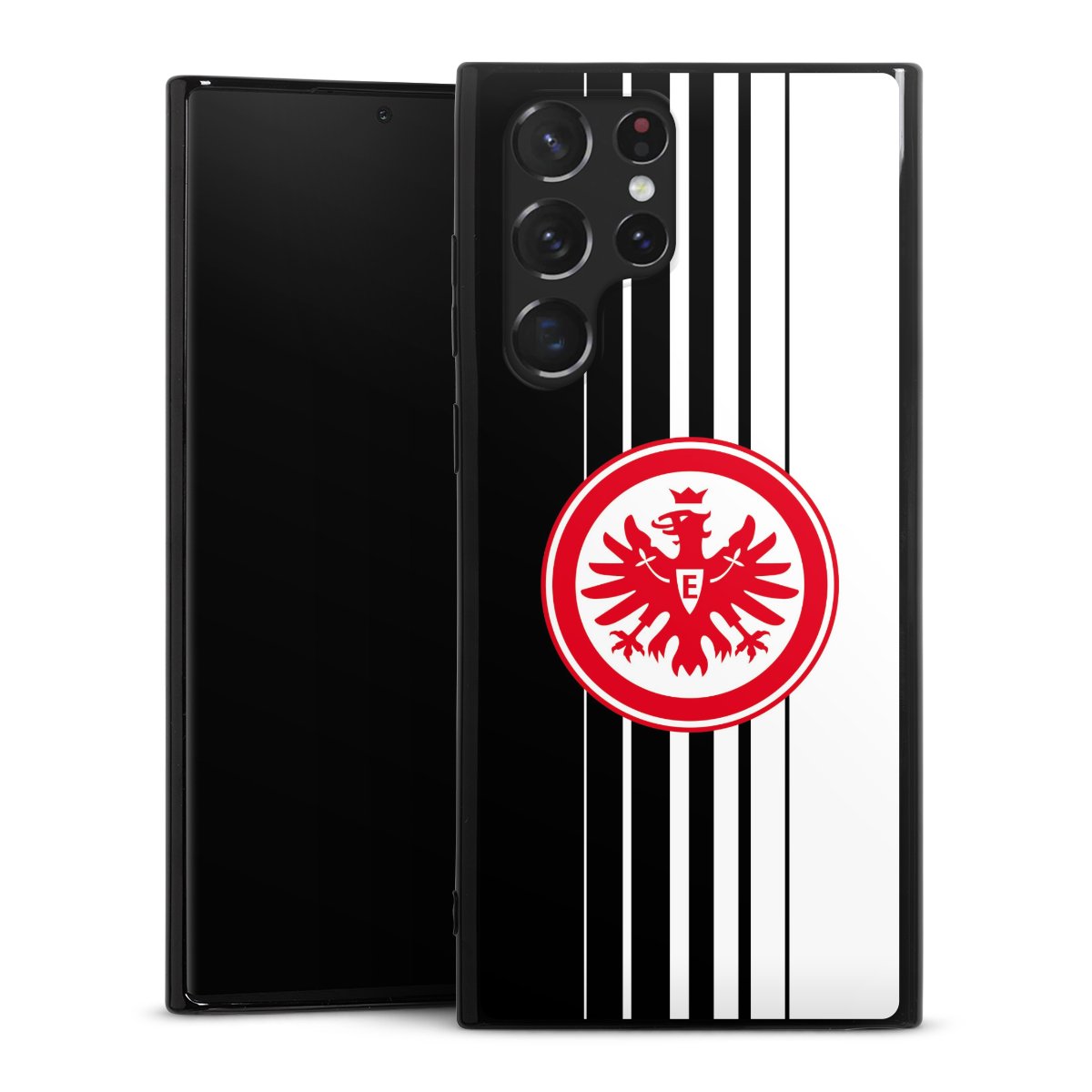 Galaxy S22 Ultra Handy Silikon Hülle Case schwarz Handyhülle Stripes Eintracht Frankfurt Official Licensed Product