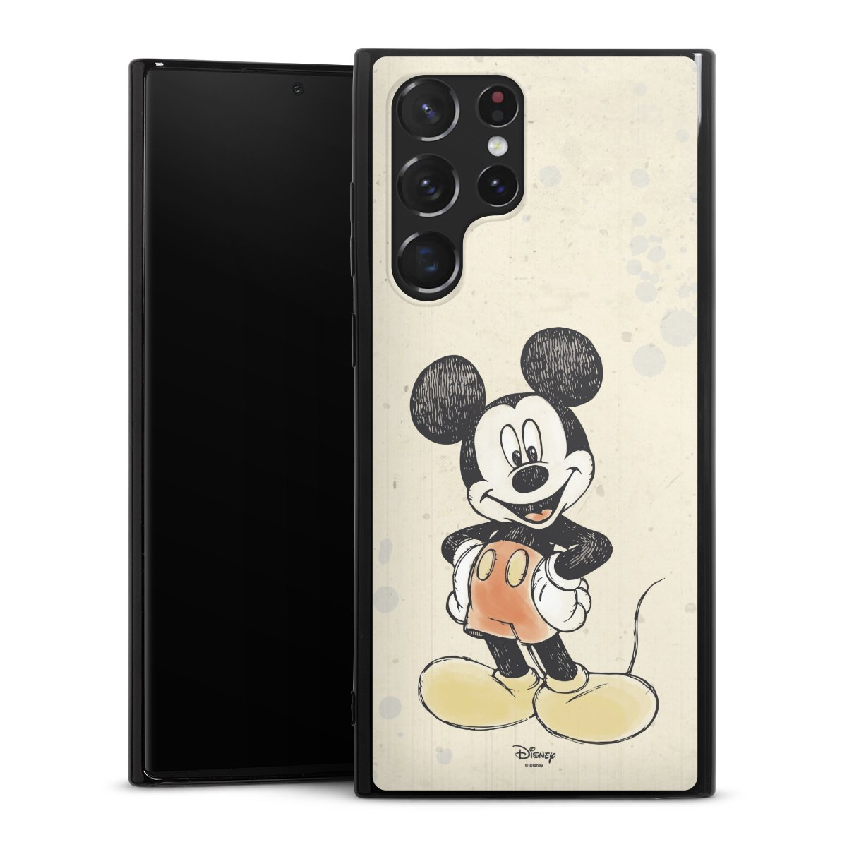 Galaxy S22 Ultra Handy Silikon Hülle Case schwarz Handyhülle Water Colour Mickey & Minnie Mouse Official Licensed Product