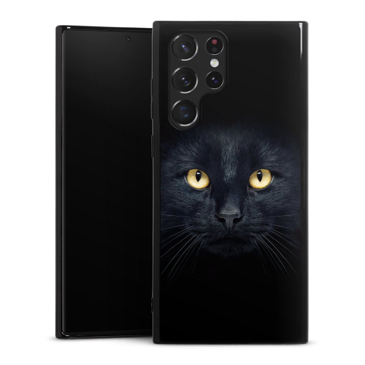 Galaxy S22 Ultra Handy Silikon Hülle Case schwarz Handyhülle Eye Cat Black