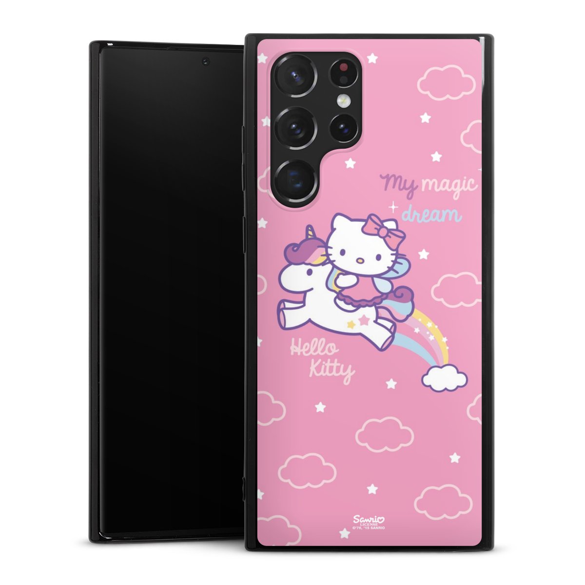 Galaxy S22 Ultra Handy Silikon Hülle Case schwarz Handyhülle Einhorn Official Licensed Product Hello Kitty