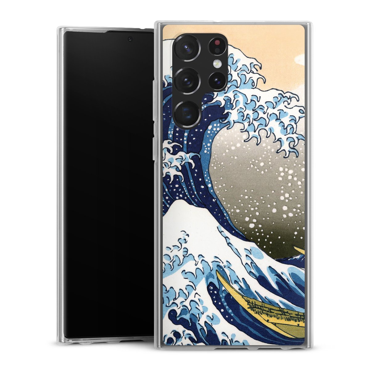 Galaxy S22 Ultra Handy Silikon Hülle Case transparent Handyhülle Kunst Katsushika Hokusai Die Große Welle Vor Kanagawa Silikon Case