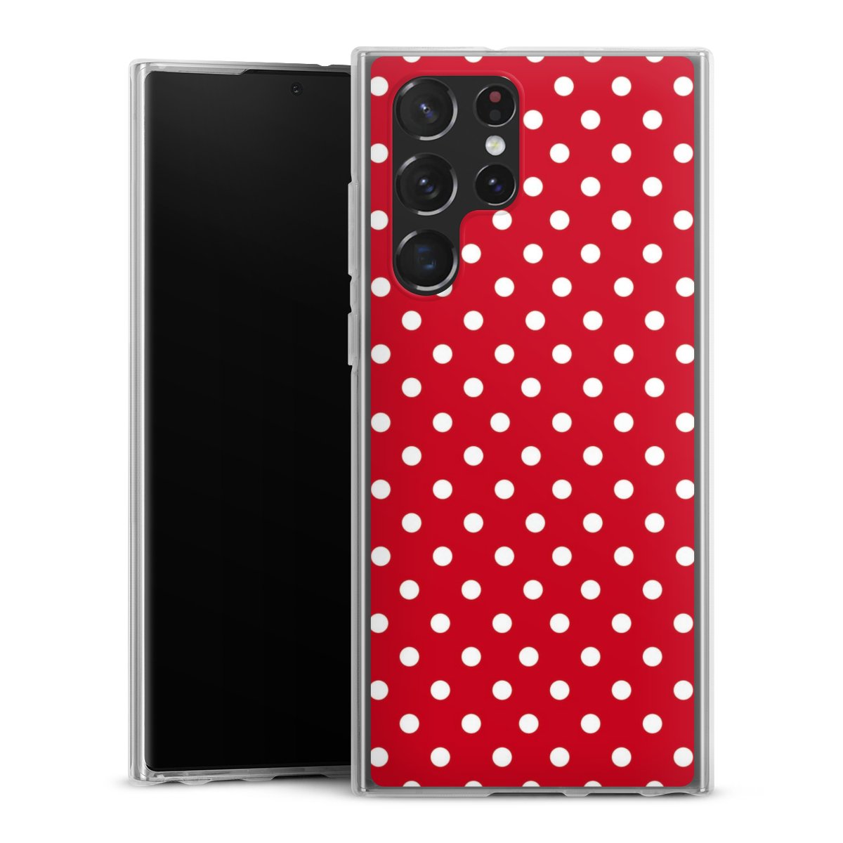 Galaxy S22 Ultra Handy Silikon Hülle Case transparent Handyhülle Points Polka Dots Retro Silikon Case