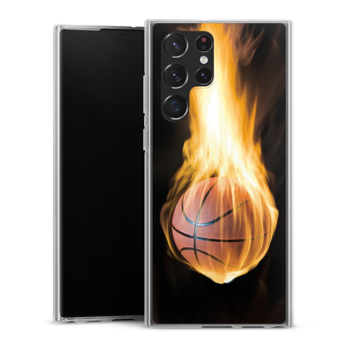 Galaxy S22 Ultra Handy Silikon Hülle Case transparent Handyhülle Basketball Sports Fire Silikon Case