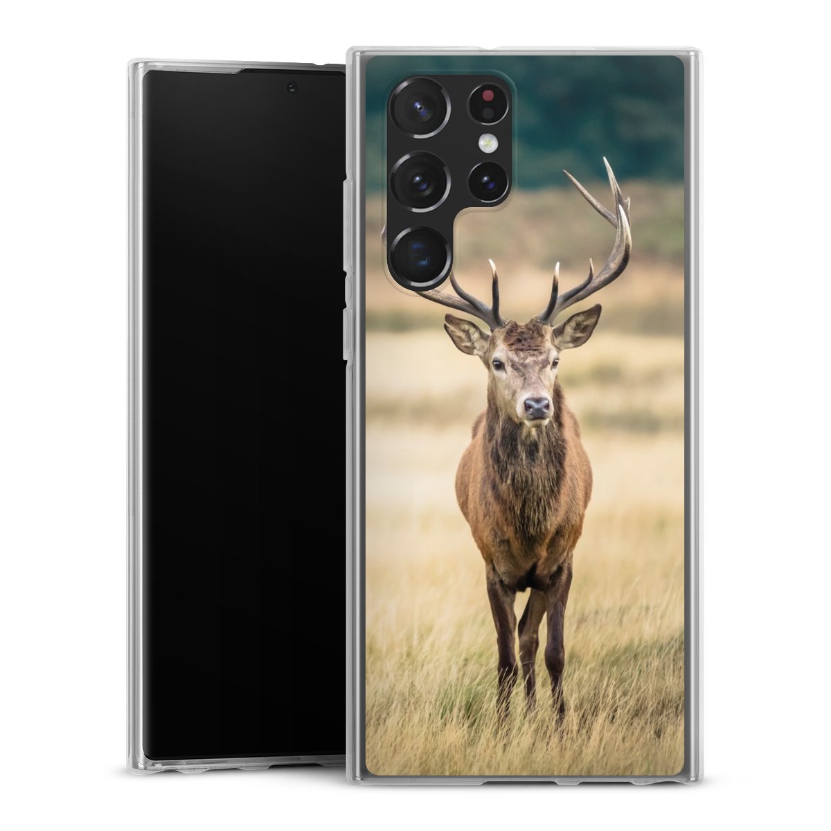 Galaxy S22 Ultra Handy Silikon Hülle Case transparent Handyhülle Deer Meadow Forrest Silikon Case