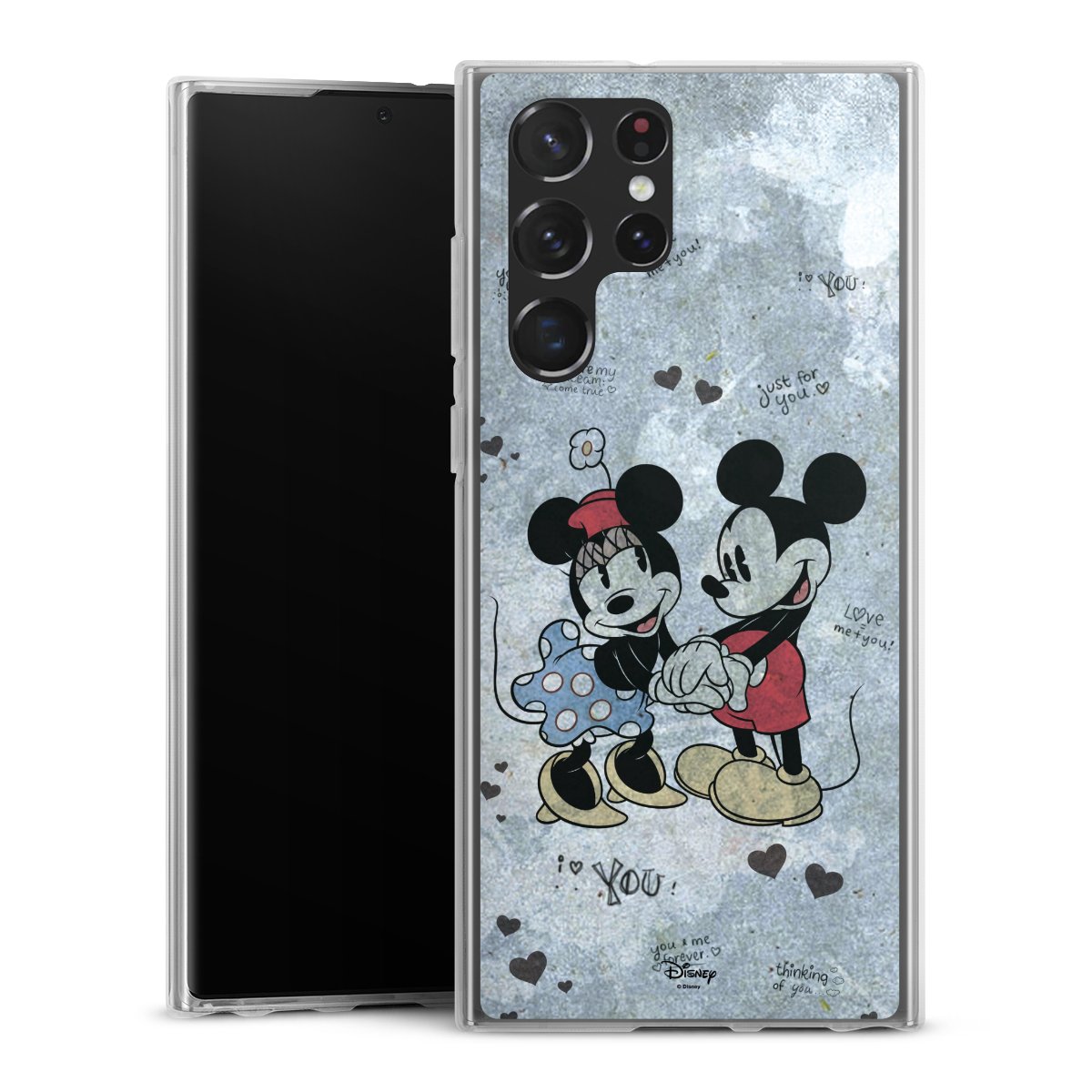 Galaxy S22 Ultra Handy Silikon Hülle Case transparent Handyhülle Mickey & Minnie Mouse Vintage Disney Silikon Case