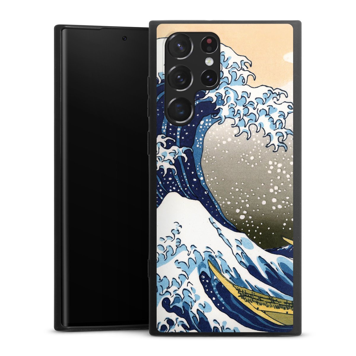 Galaxy S22 Ultra Handy Premium Silikon Hülle Handyhülle schwarz Case Kunst Katsushika Hokusai Die Große Welle Vor Kanagawa Silikon Premium Case