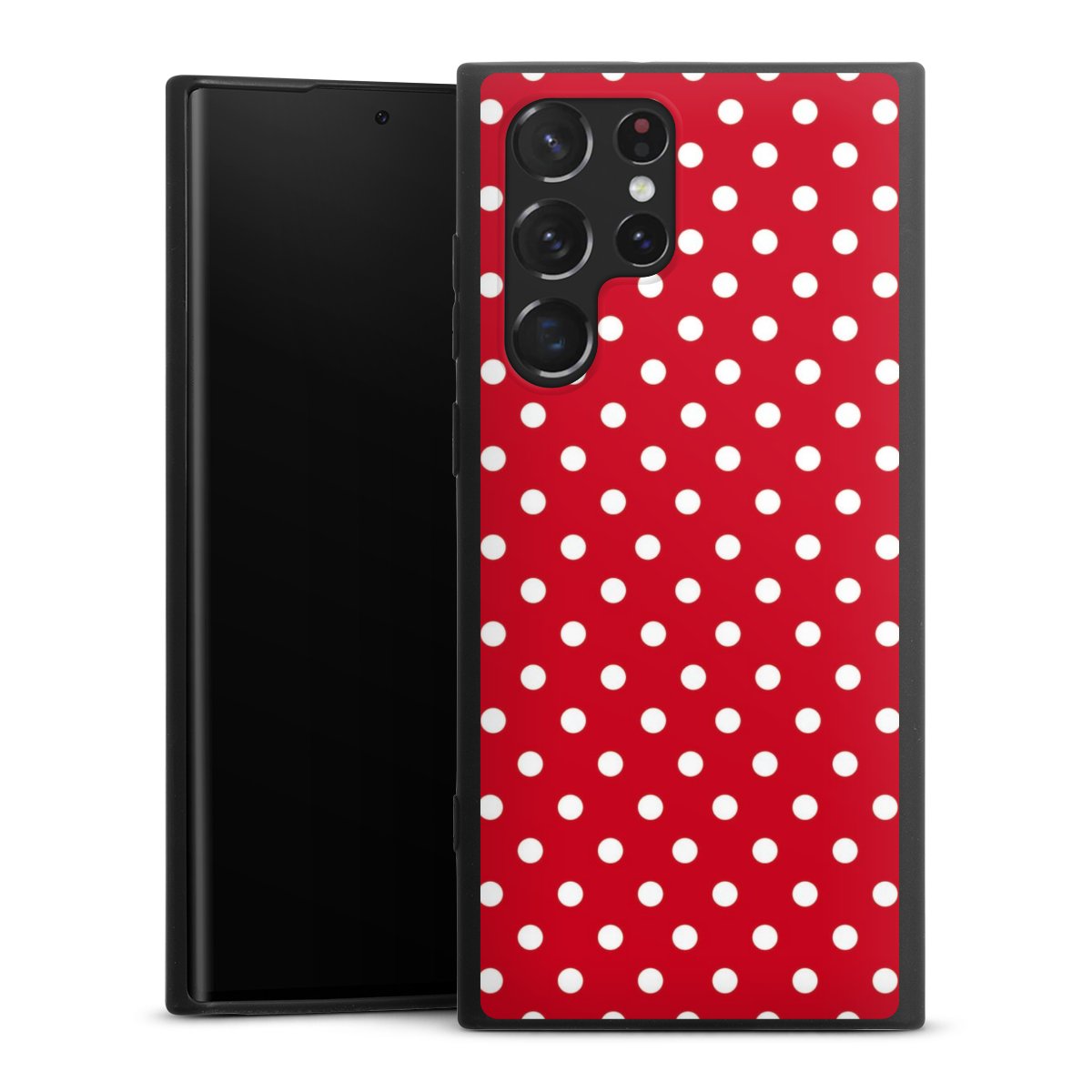 Galaxy S22 Ultra Handy Premium Silikon Hülle Handyhülle schwarz Case Points Polka Dots Retro Silikon Premium Case