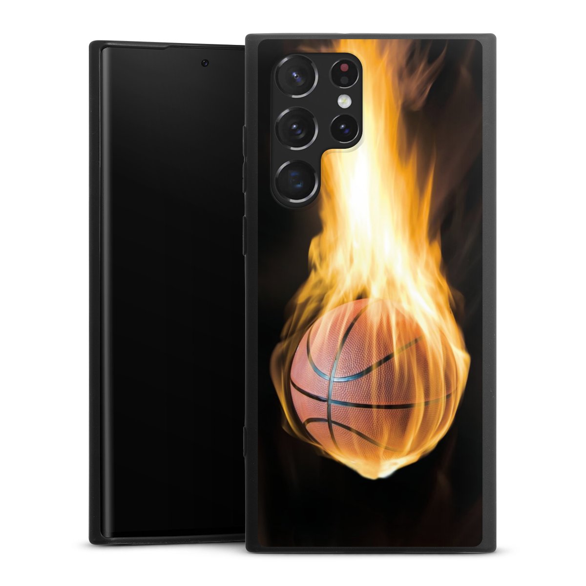 Galaxy S22 Ultra Handy Premium Silikon Hülle Handyhülle schwarz Case Basketball Sports Fire Silikon Premium Case