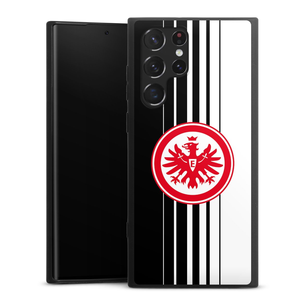 Galaxy S22 Ultra Handy Premium Silikon Hülle Handyhülle schwarz Case Stripes Eintracht Frankfurt Official Licensed Product Silikon Premium Case