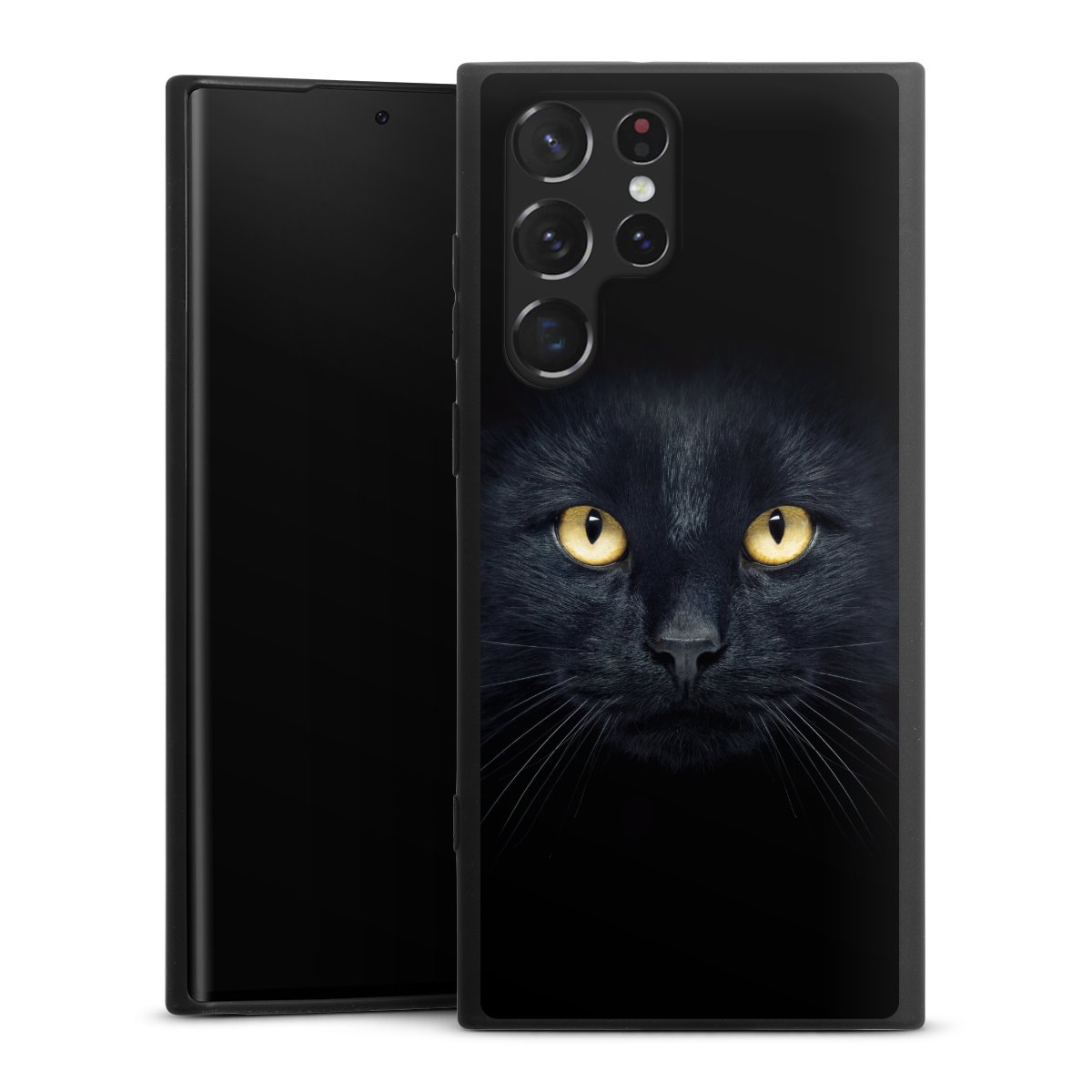 Galaxy S22 Ultra Handy Premium Silikon Hülle Handyhülle schwarz Case Eye Cat Black Silikon Premium Case