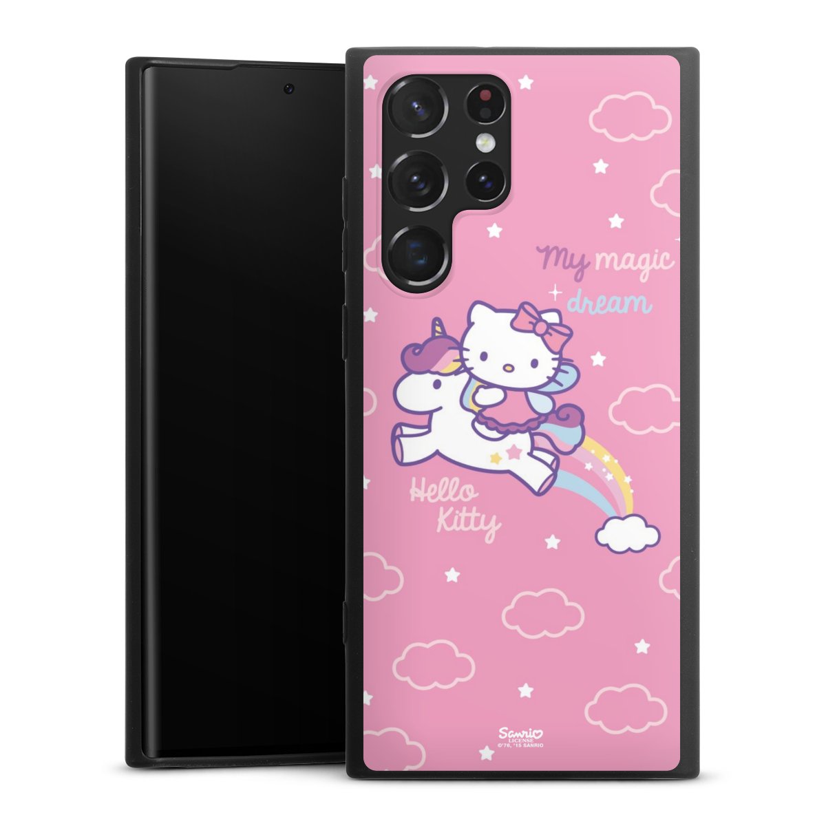 Galaxy S22 Ultra Handy Premium Silikon Hülle Handyhülle schwarz Case Einhorn Official Licensed Product Hello Kitty Silikon Premium Case