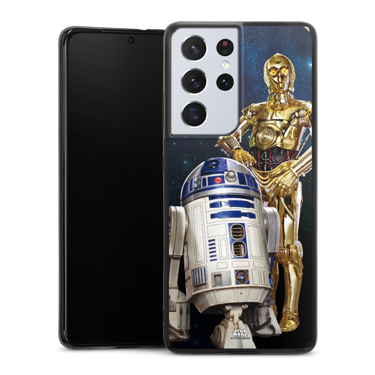 Galaxy S21 Ultra 5G Handy Silikon Hülle Case schwarz Handyhülle Weltall Star Wars R2d2