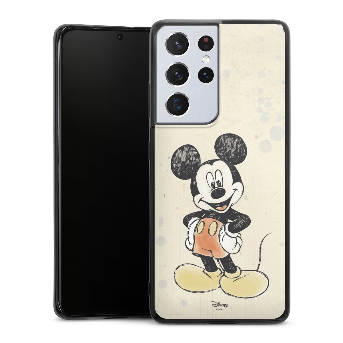 Galaxy S21 Ultra 5G Handy Silikon Hülle Case schwarz Handyhülle Water Colour Mickey & Minnie Mouse Official Licensed Product