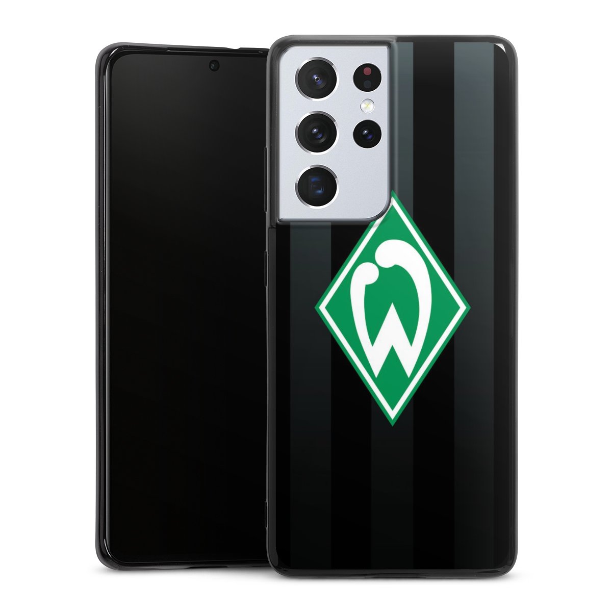 Galaxy S21 Ultra 5G Handy Silikon Hülle Case schwarz Handyhülle Stripes Sv Werder Bremen Official Licensed Product