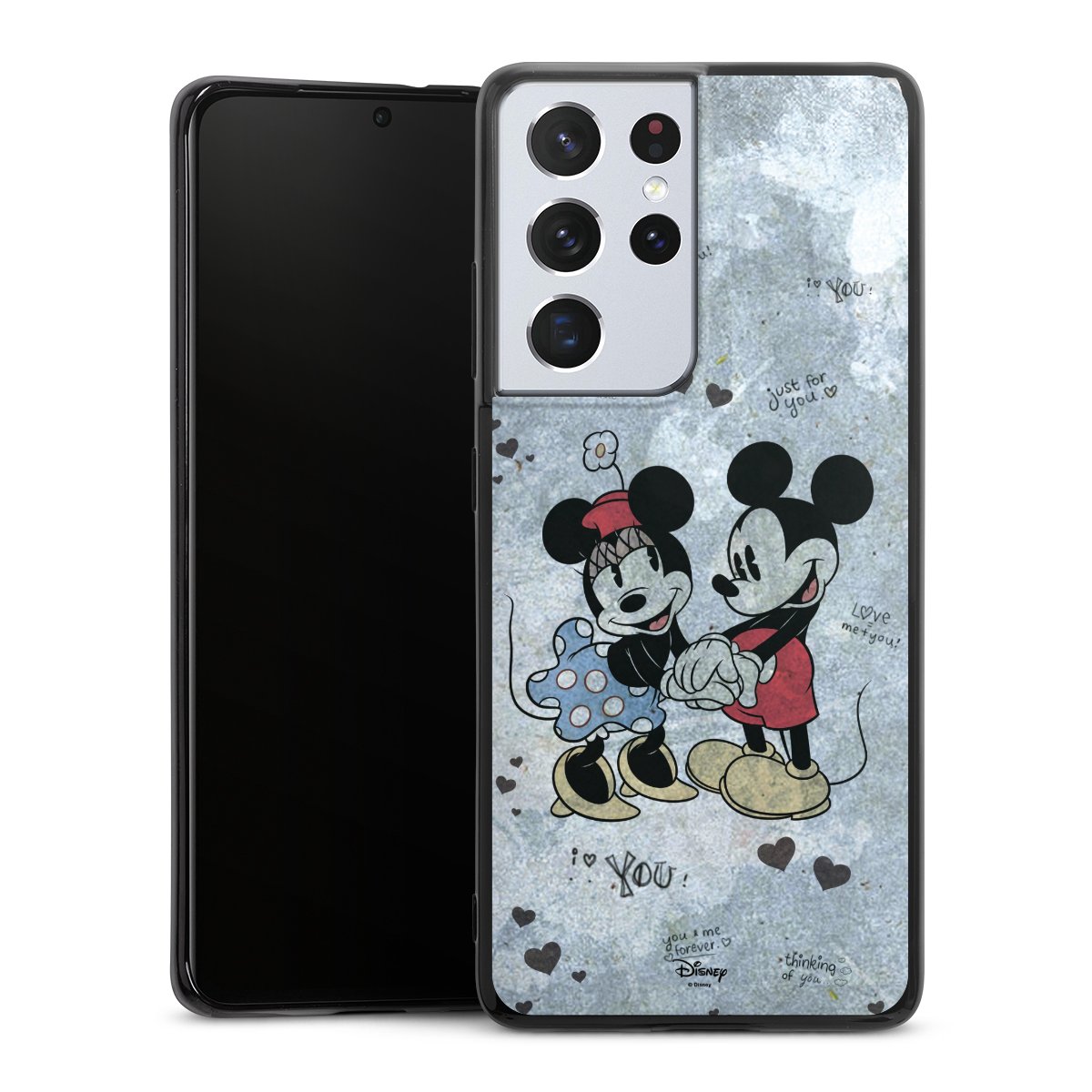 Galaxy S21 Ultra 5G Handy Silikon Hülle Case schwarz Handyhülle Mickey & Minnie Mouse Vintage Disney