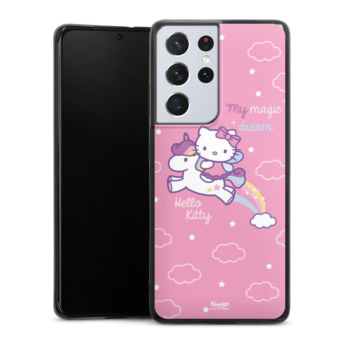 Galaxy S21 Ultra 5G Handy Silikon Hülle Case schwarz Handyhülle Einhorn Official Licensed Product Hello Kitty