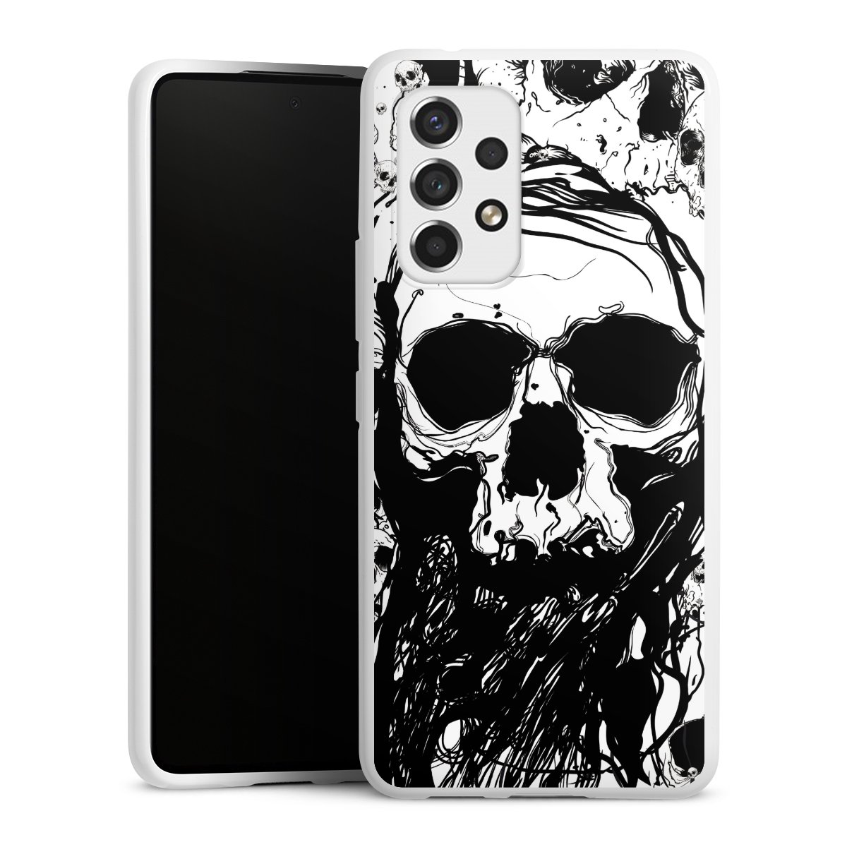 Galaxy A53 5G Handy Silikon Hülle Case weiß Handyhülle Totenkopf Halloween Silikon Case