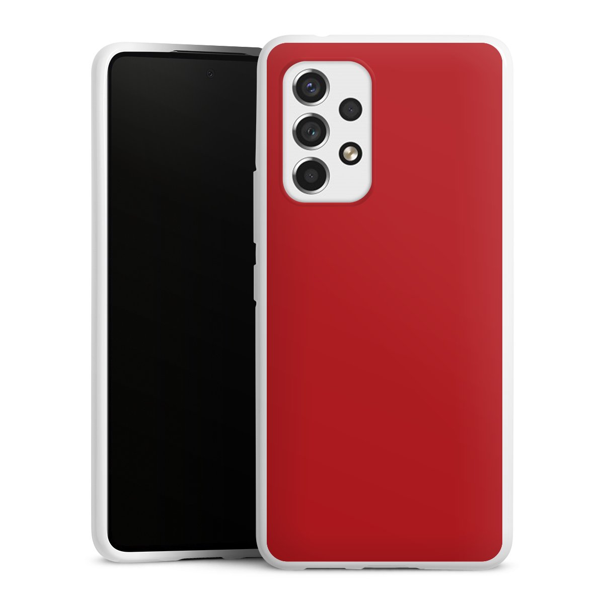 Galaxy A53 5G Handy Silikon Hülle Case weiß Handyhülle Colour Unicoloured Red Silikon Case