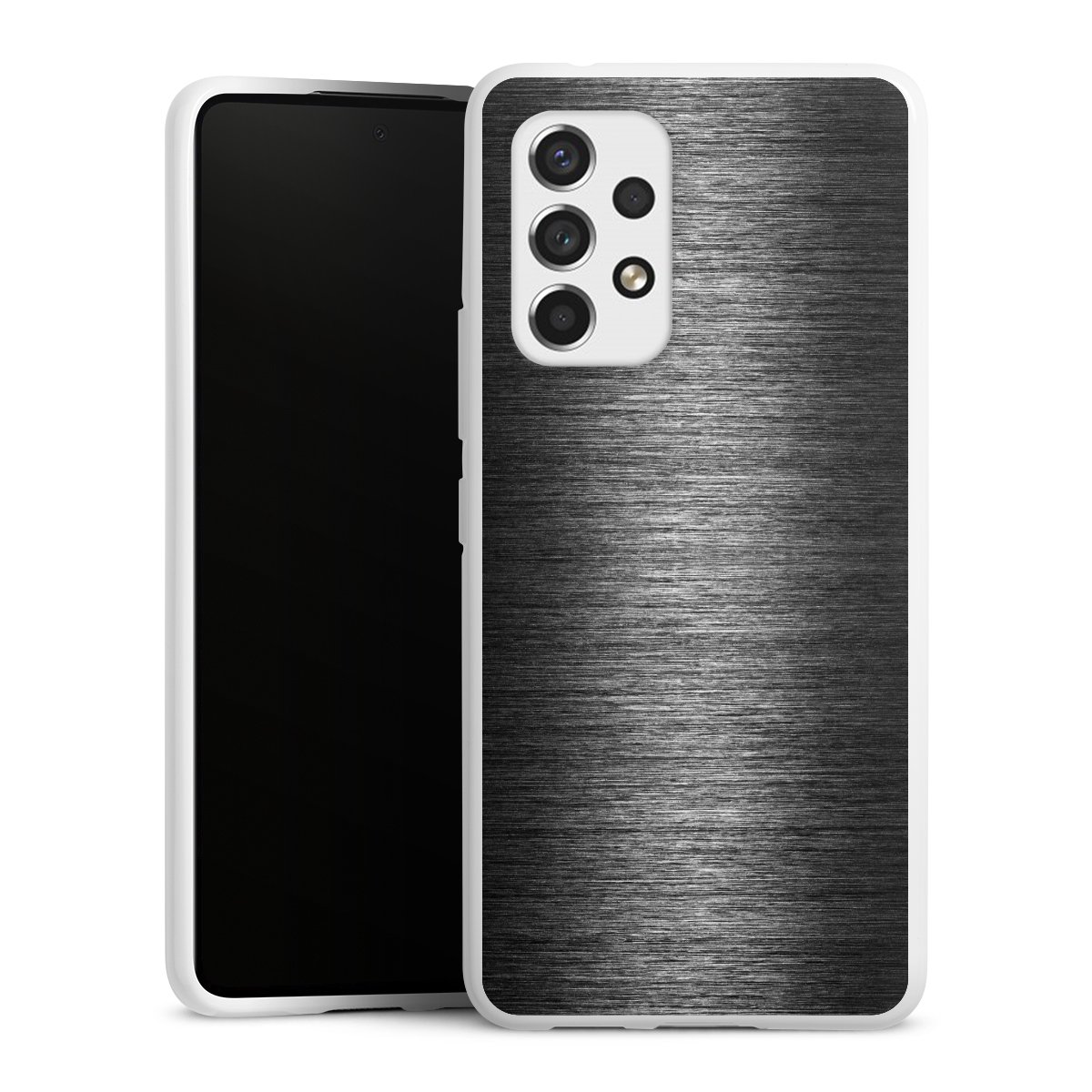 Galaxy A53 5G Handy Silikon Hülle Case weiß Handyhülle Metallic Look Anthracite Metal Silikon Case