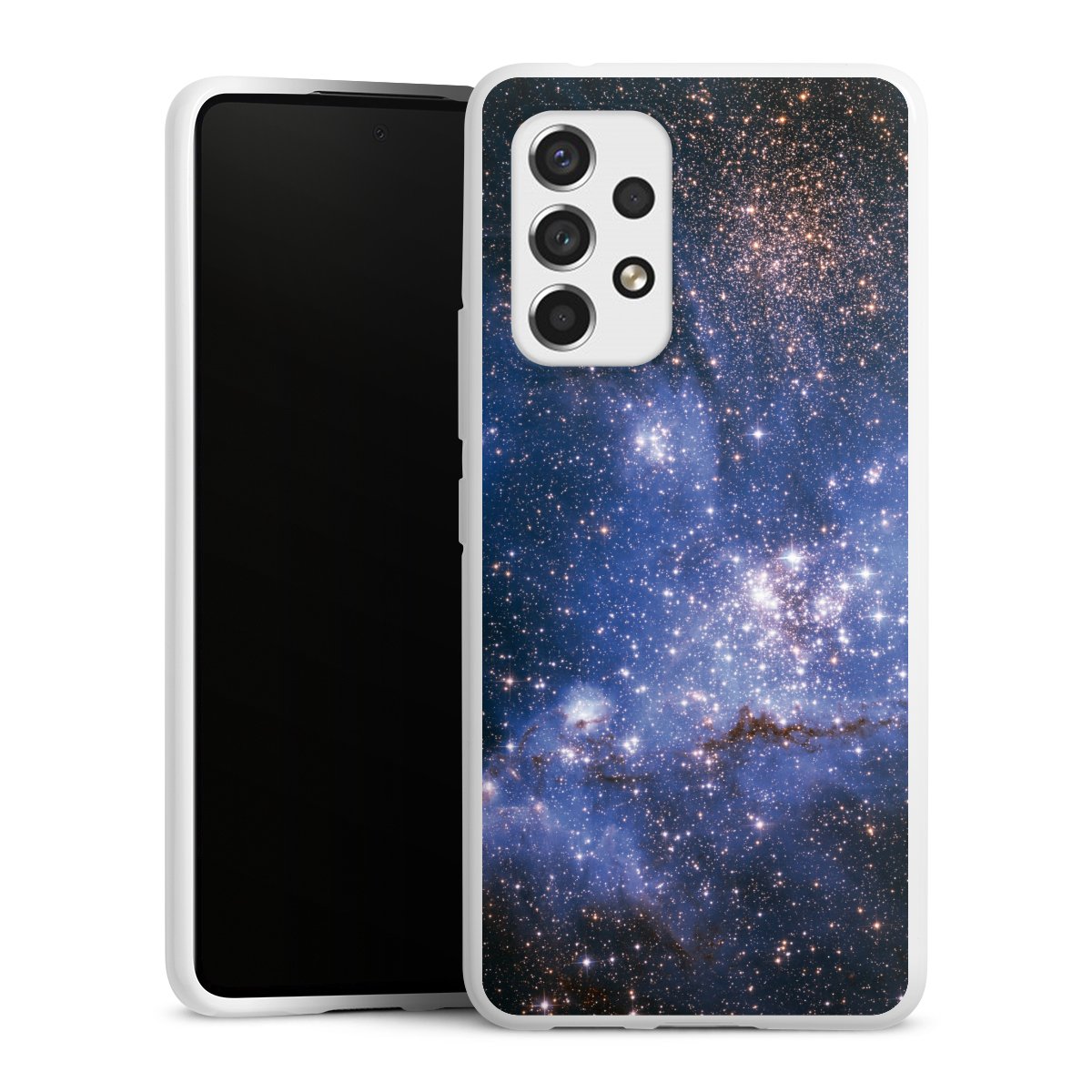 Galaxy A53 5G Handy Silikon Hülle Case weiß Handyhülle Weltall Galaxy Weltraum Silikon Case