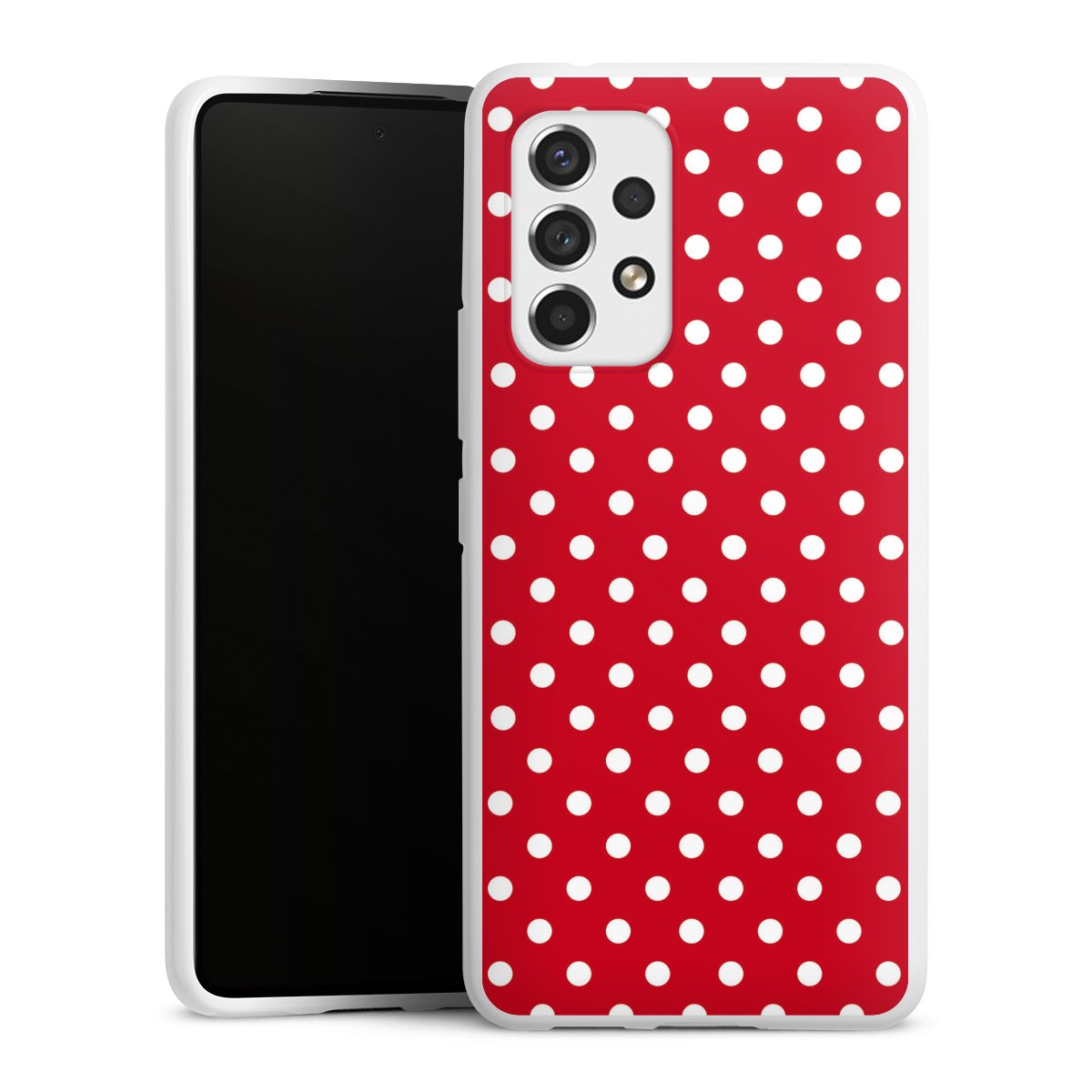 Galaxy A53 5G Handy Silikon Hülle Case weiß Handyhülle Points Polka Dots Retro Silikon Case