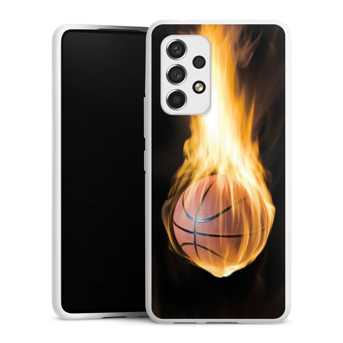 Galaxy A53 5G Handy Silikon Hülle Case weiß Handyhülle Basketball Sports Fire Silikon Case