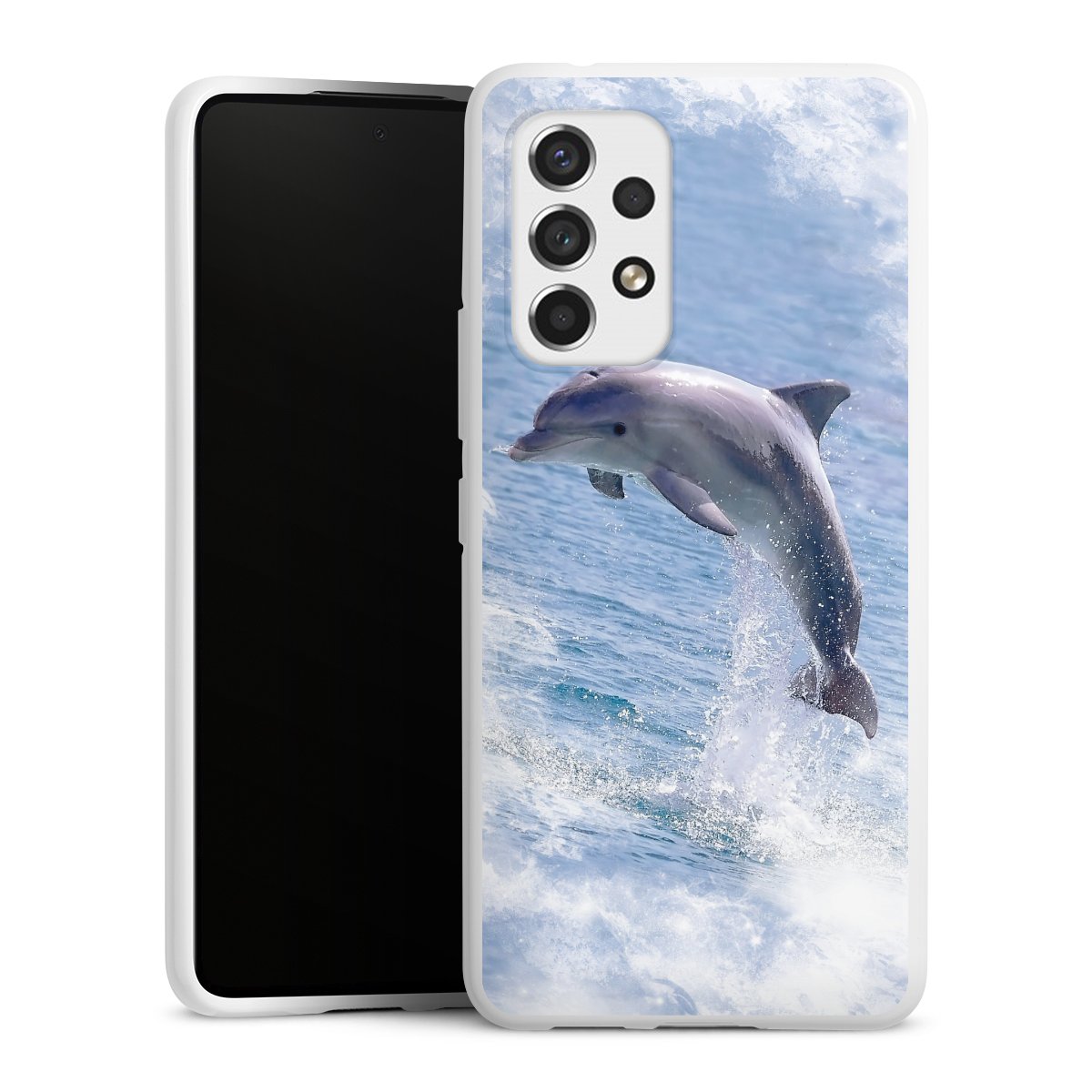 Galaxy A53 5G Handy Silikon Hülle Case weiß Handyhülle Dolphin Ocean Wale Silikon Case