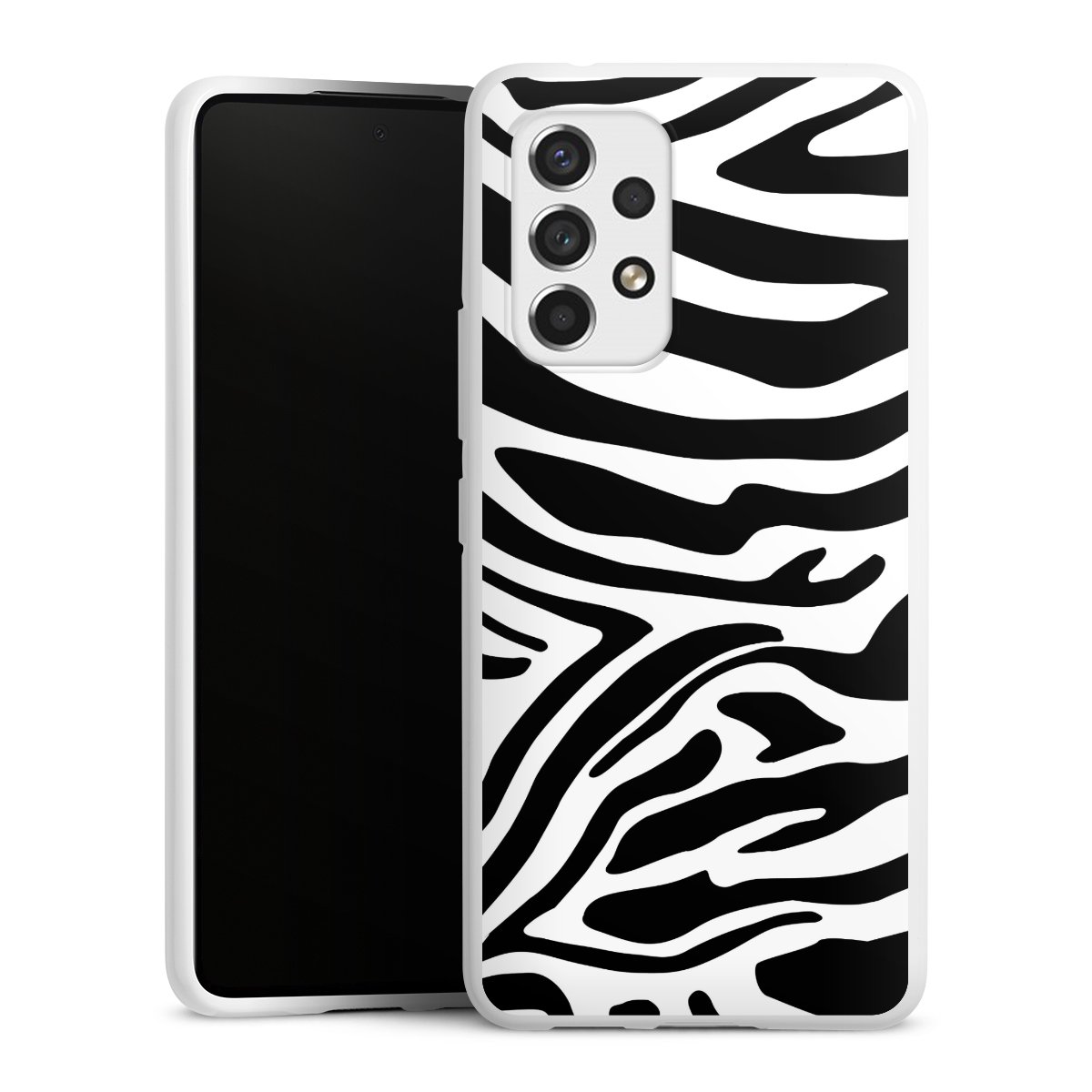 Galaxy A53 5G Handy Silikon Hülle Case weiß Handyhülle Zebra Animal Look Animal Print Silikon Case