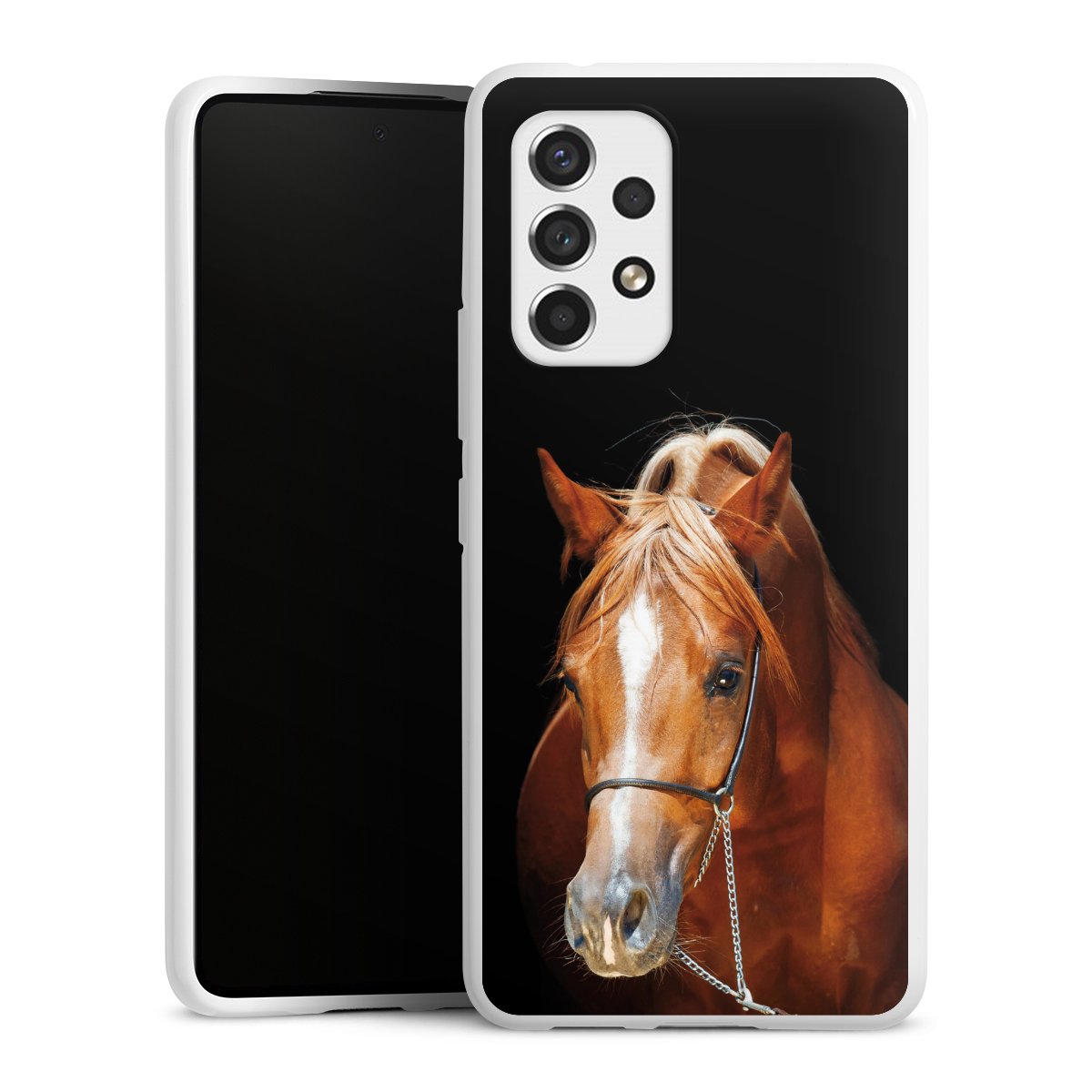 Galaxy A53 5G Handy Silikon Hülle Case weiß Handyhülle Mare Horse Hobby Silikon Case