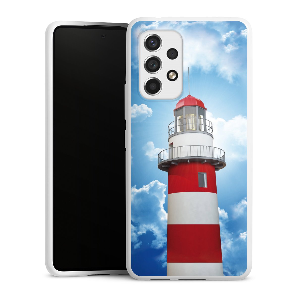 Galaxy A53 5G Handy Silikon Hülle Case weiß Handyhülle Lighthouse Sky Cloud Silikon Case