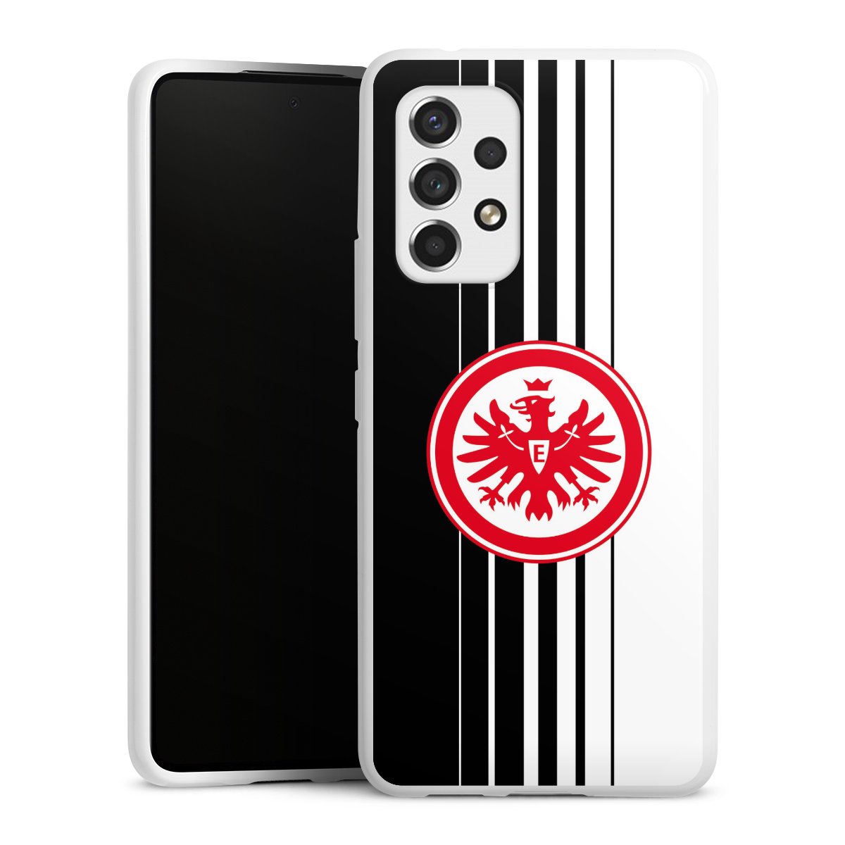 Galaxy A53 5G Handy Silikon Hülle Case weiß Handyhülle Stripes Eintracht Frankfurt Official Licensed Product Silikon Case