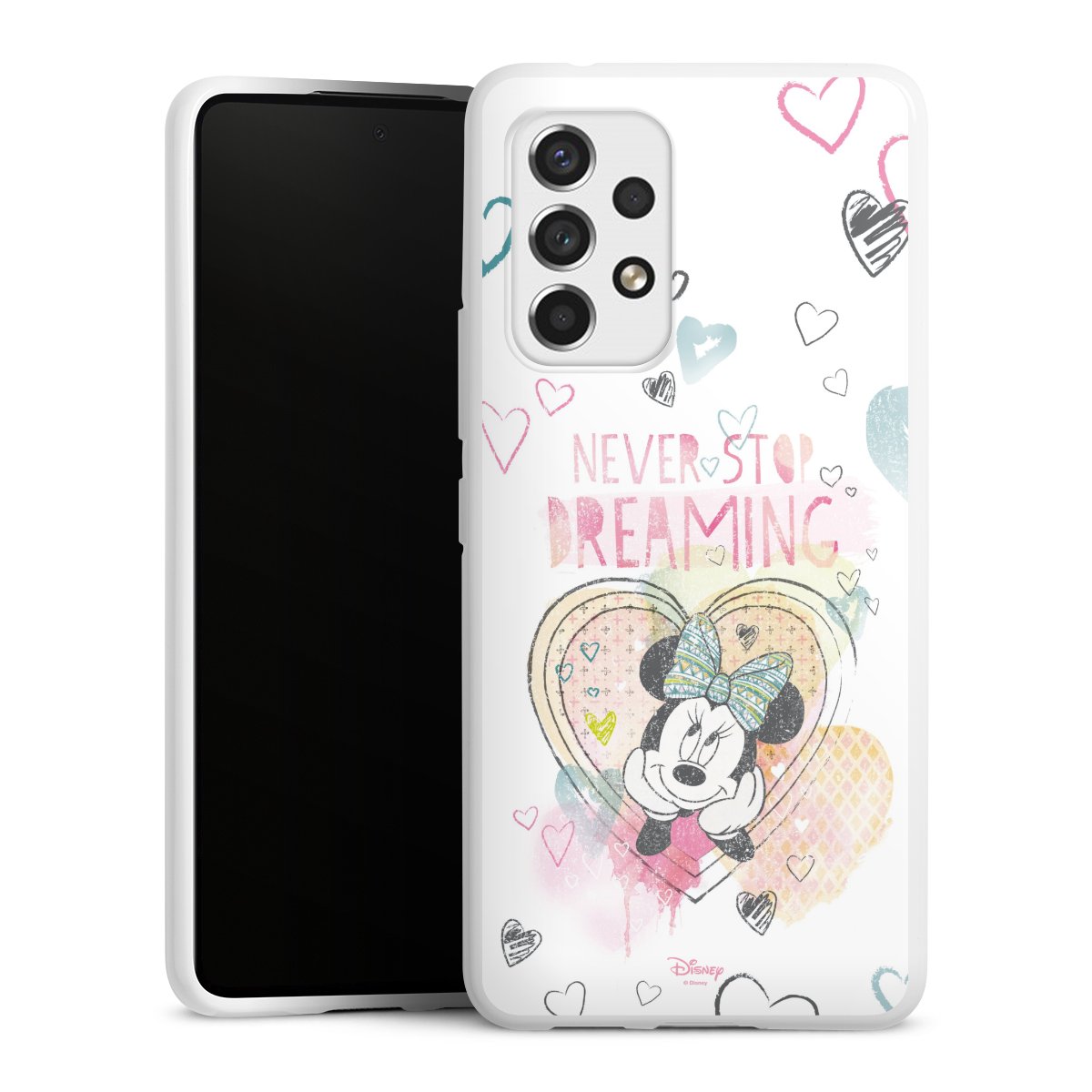 Galaxy A53 5G Handy Silikon Hülle Case weiß Handyhülle Disney Official Licensed Product Minnie Mouse Silikon Case