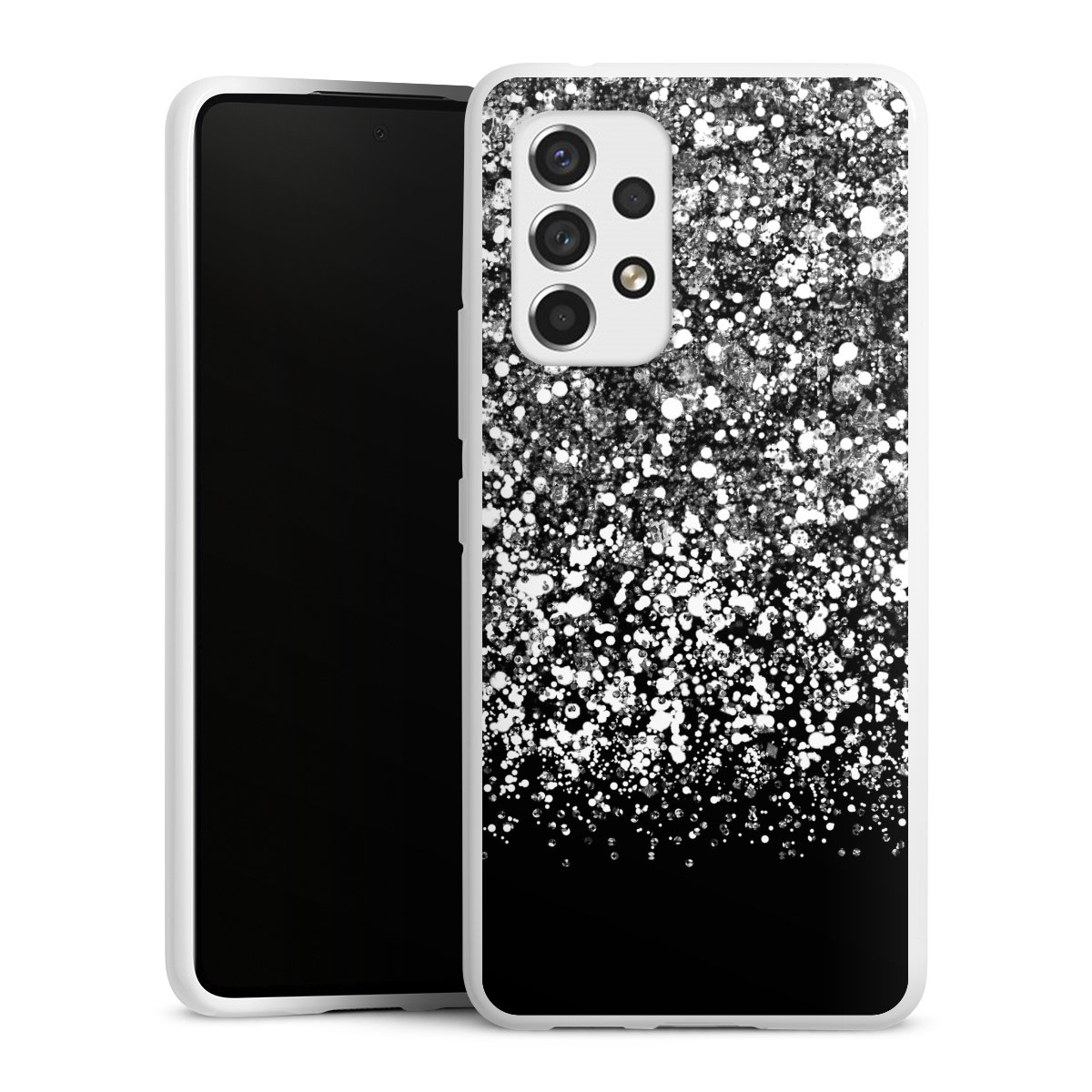 Galaxy A53 5G Handy Silikon Hülle Case weiß Handyhülle Glitzer Snowflake Muster Silikon Case