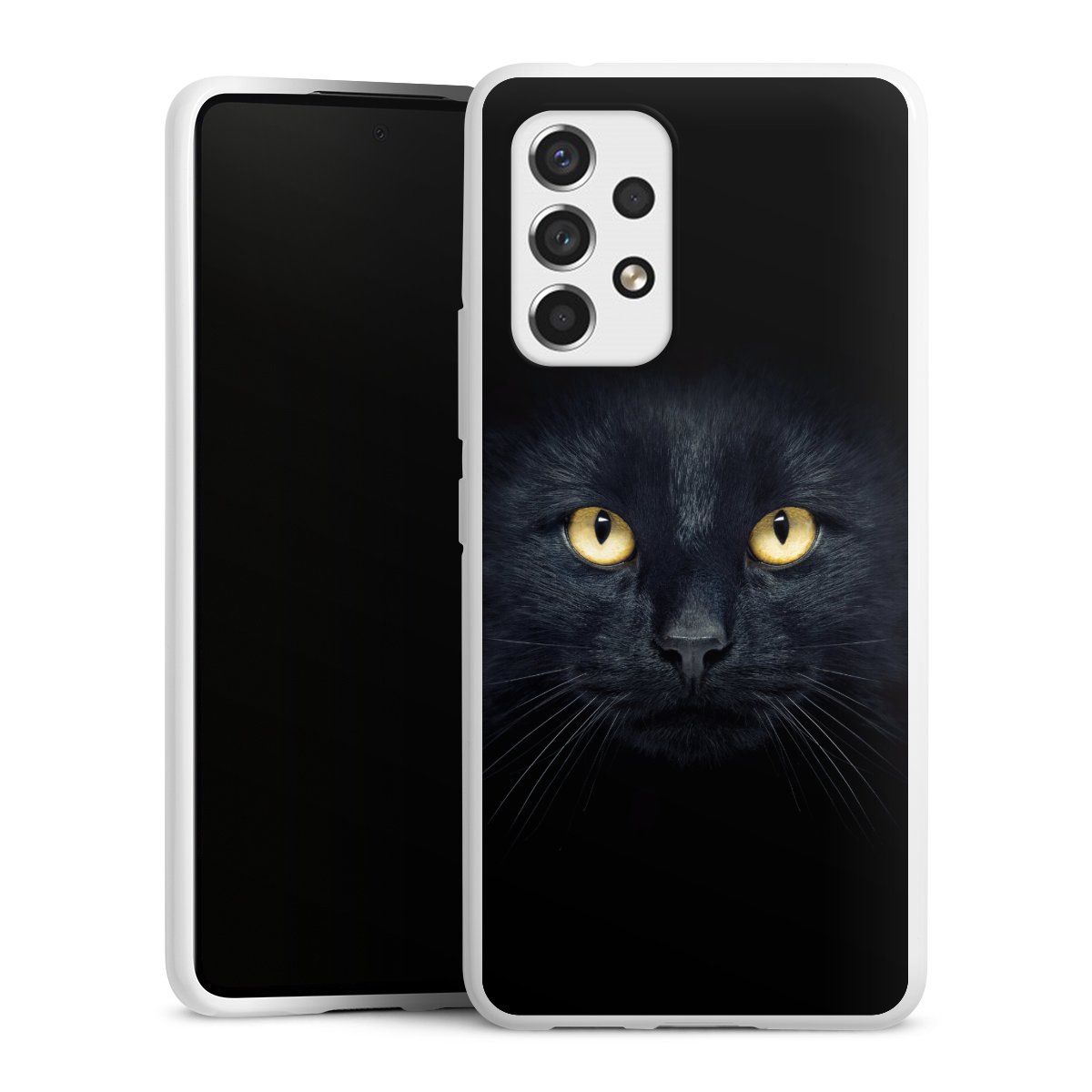 Galaxy A53 5G Handy Silikon Hülle Case weiß Handyhülle Eye Cat Black Silikon Case