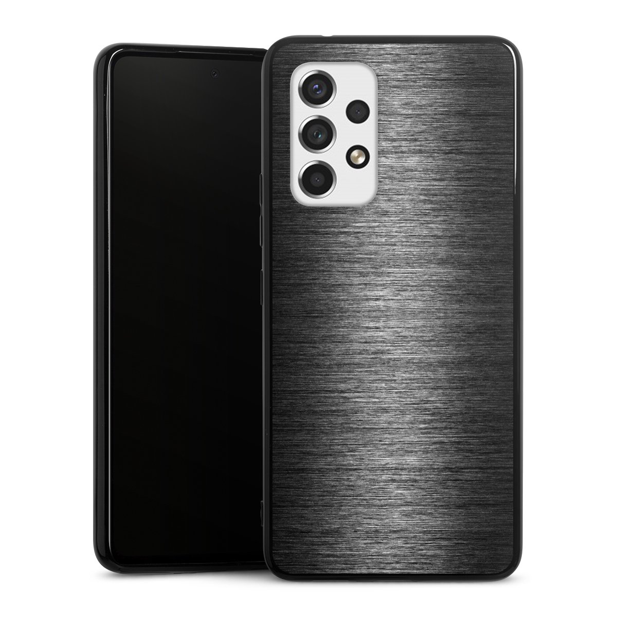 Galaxy A53 5G Handy Silikon Hülle Case schwarz Handyhülle Metallic Look Anthracite Metal