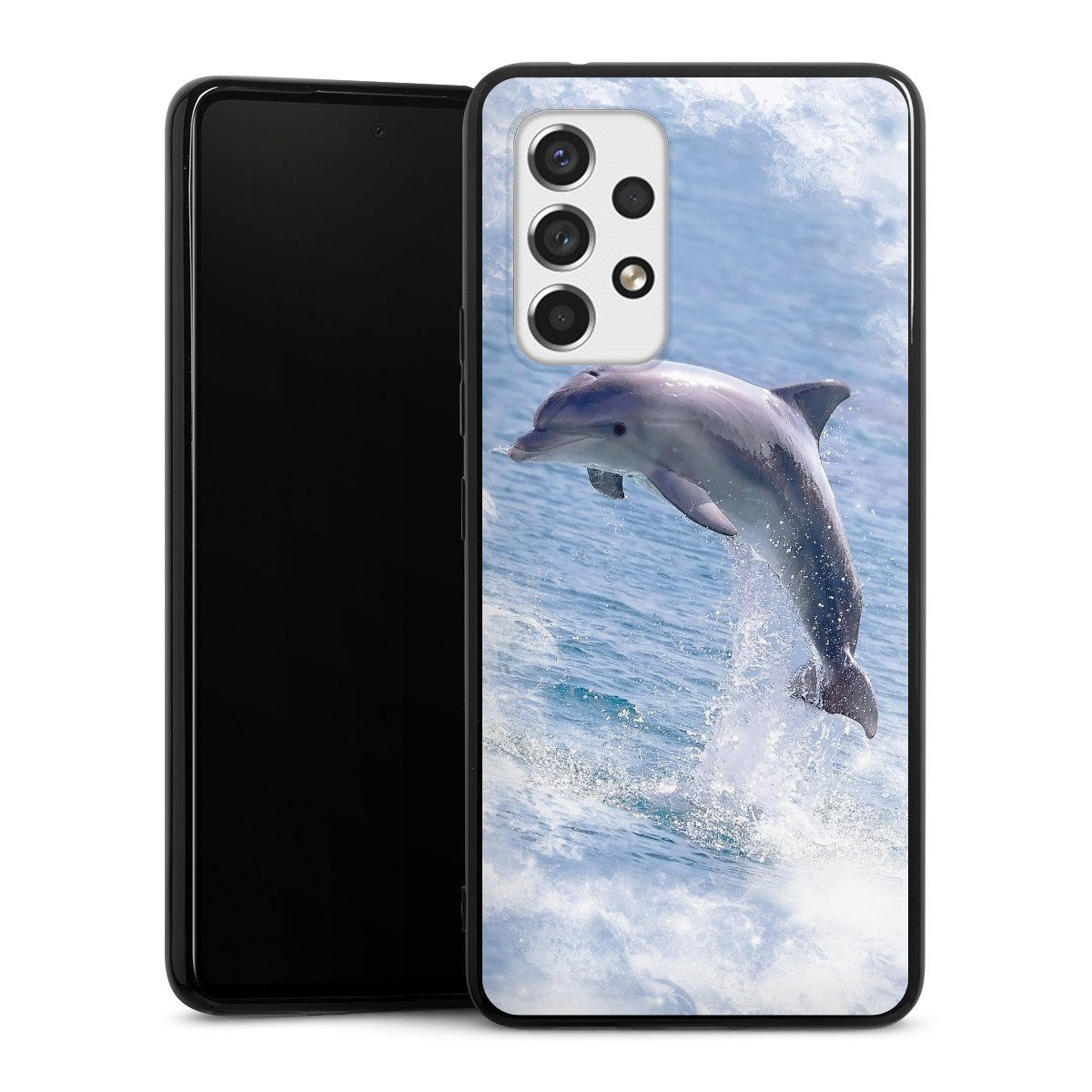 Galaxy A53 5G Handy Silikon Hülle Case schwarz Handyhülle Dolphin Ocean Wale