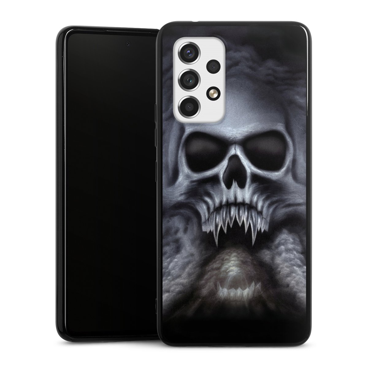 Galaxy A53 5G Handy Silikon Hülle Case schwarz Handyhülle Totenkopf Skull