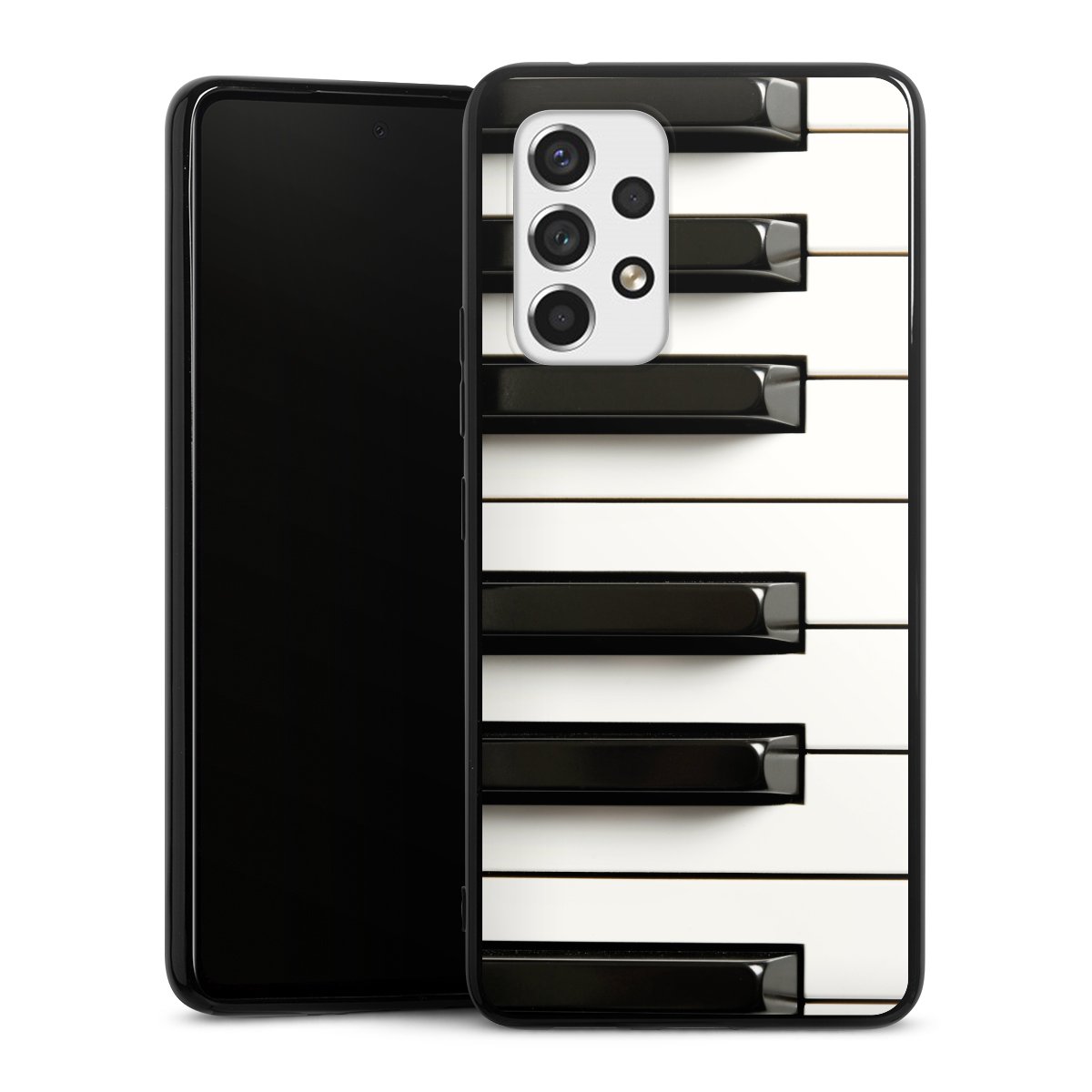 Galaxy A53 5G Handy Silikon Hülle Case schwarz Handyhülle Klavier Piano Music