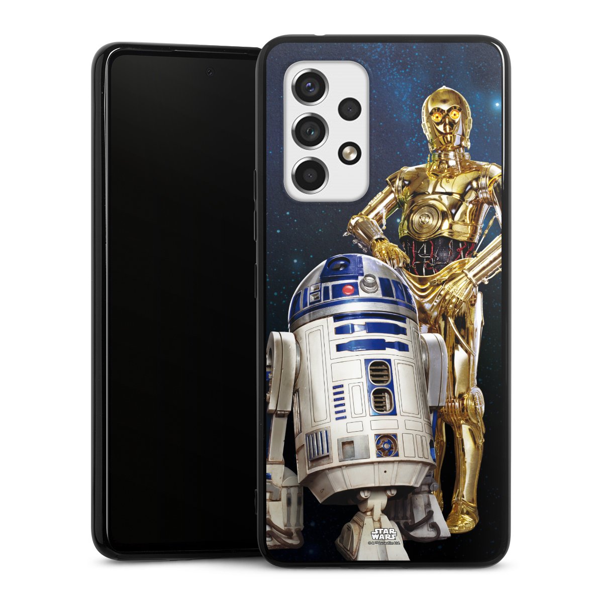 Galaxy A53 5G Handy Silikon Hülle Case schwarz Handyhülle Weltall Star Wars R2d2