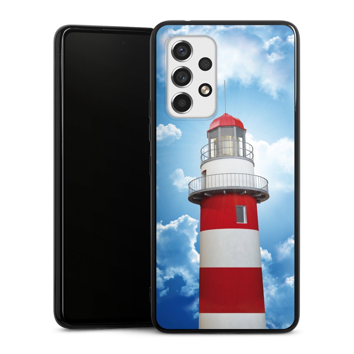 Galaxy A53 5G Handy Silikon Hülle Case schwarz Handyhülle Lighthouse Sky Cloud