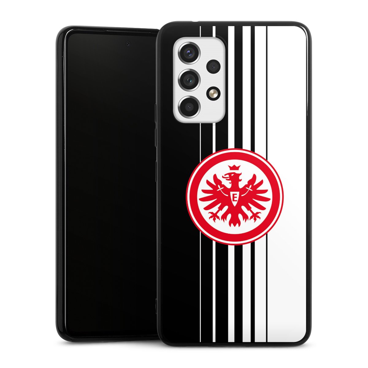 Galaxy A53 5G Handy Silikon Hülle Case schwarz Handyhülle Stripes Eintracht Frankfurt Official Licensed Product