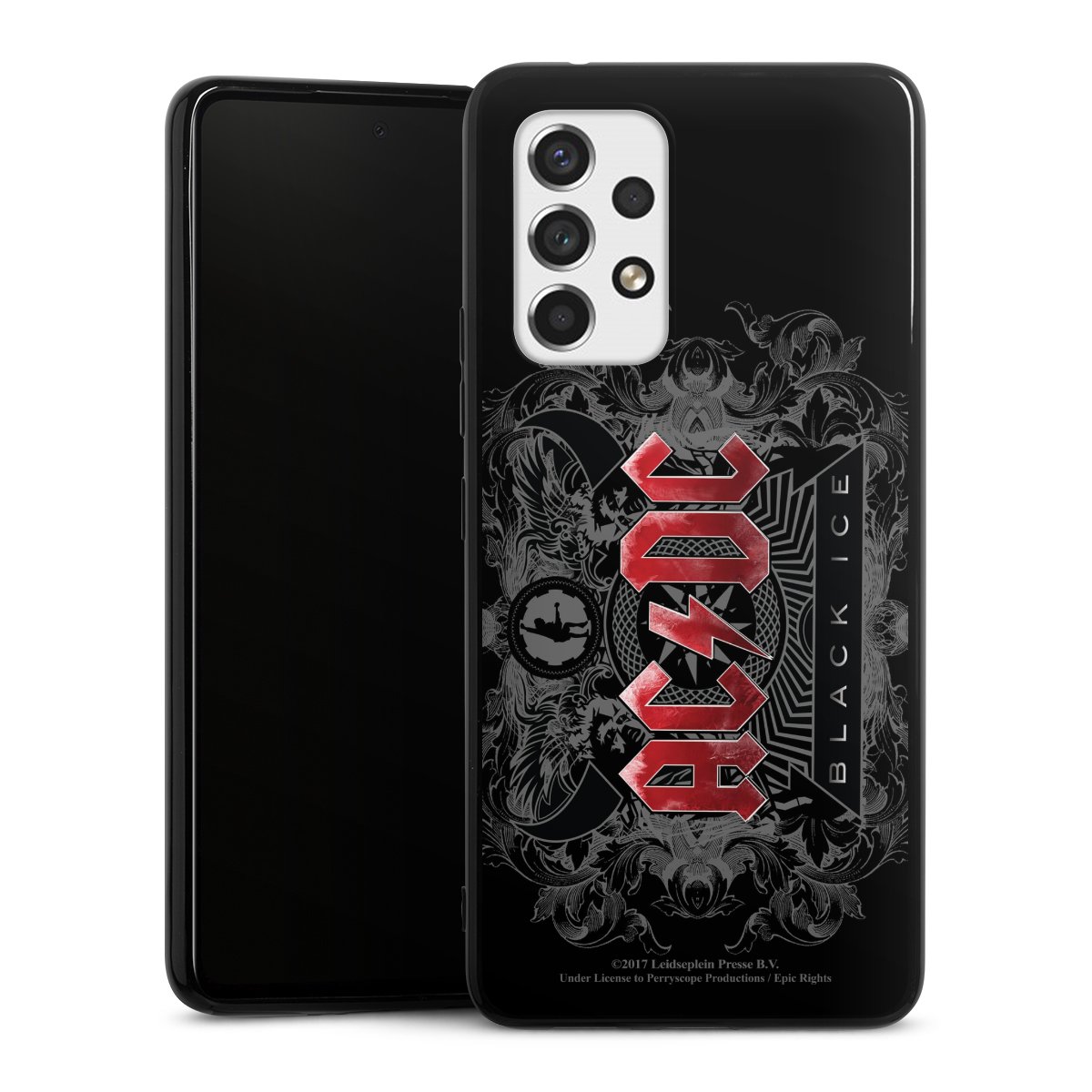 Galaxy A53 5G Handy Silikon Hülle Case schwarz Handyhülle Merchandise Black Ice Acdc