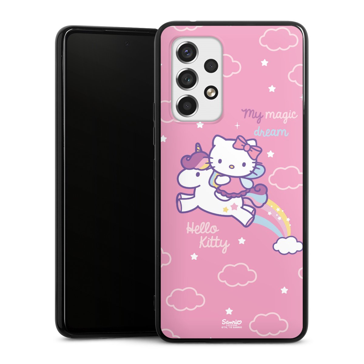 Galaxy A53 5G Handy Silikon Hülle Case schwarz Handyhülle Einhorn Official Licensed Product Hello Kitty