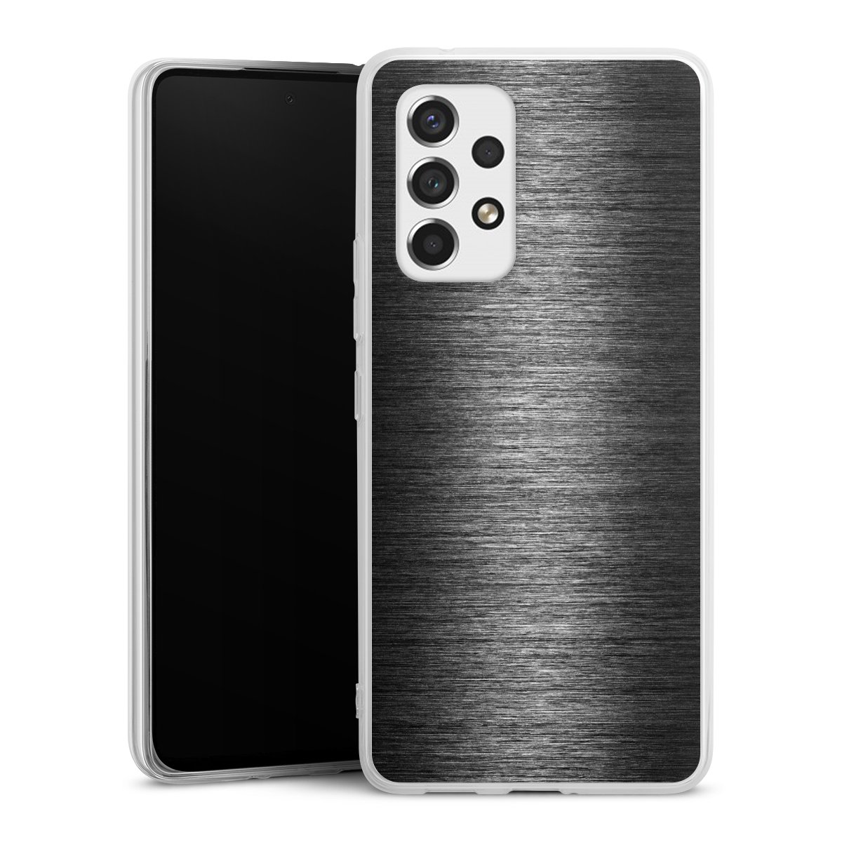 Galaxy A53 5G Handy Silikon Hülle Case transparent Handyhülle Metallic Look Anthracite Metal Silikon Case