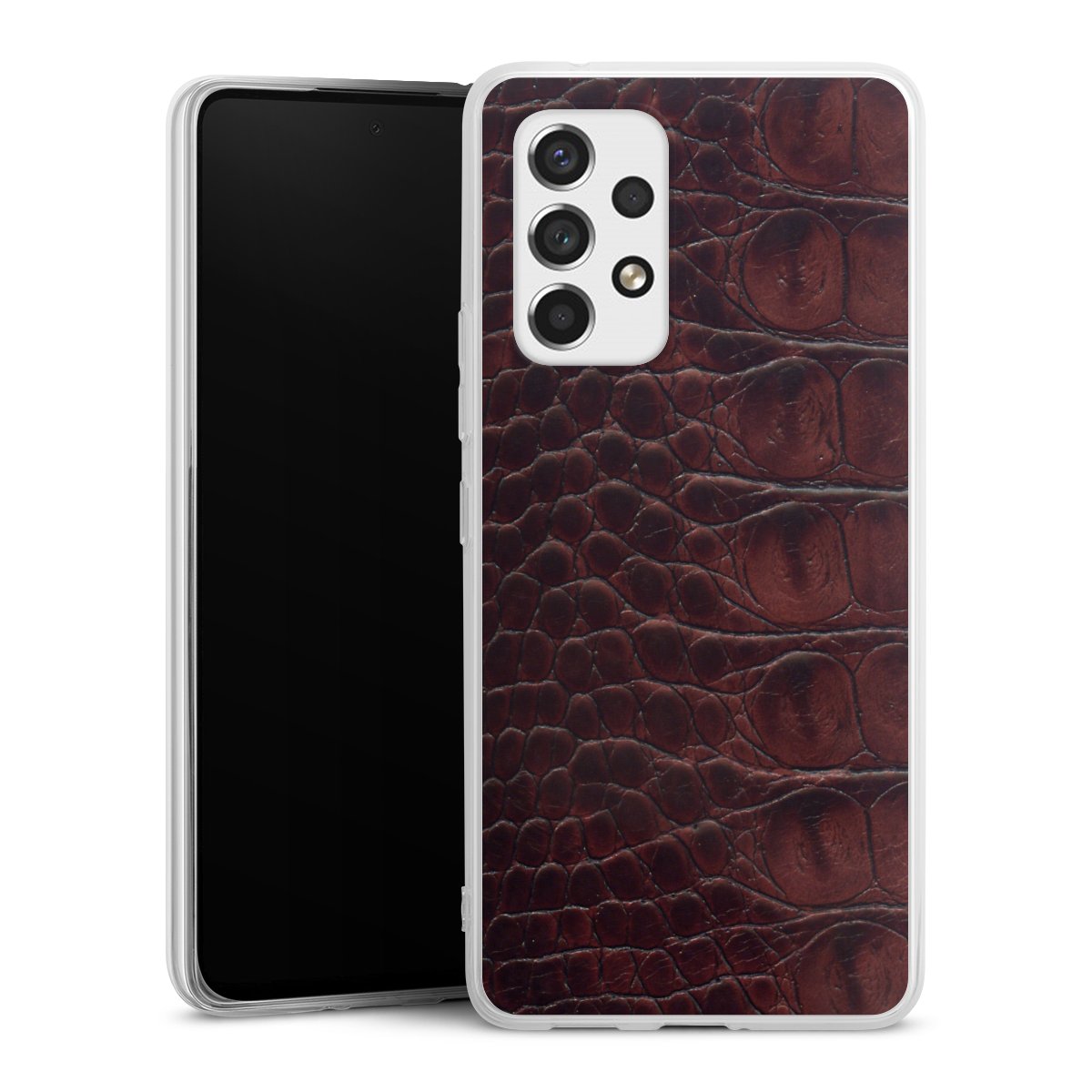 Galaxy A53 5G Handy Silikon Hülle Case transparent Handyhülle Crocodile Animal Print Leather Silikon Case